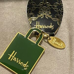Harrods Green and Gold Keychain with Green Charm